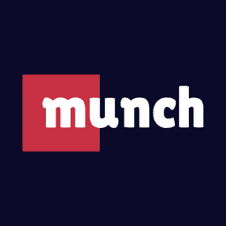 GetMunch logo: The word 'Munch' in bold, blue letters with an AI-inspired green circular icon signifying content transformation and repurposing.